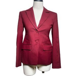 MM Lafleur Burnt Red Tailored Wool Blazer Suit Jacket Size 0 Petite